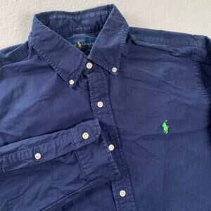 Ralph Lauren Shirt Men's Large Long Sleeve Button Down Small Pony Navy Blue